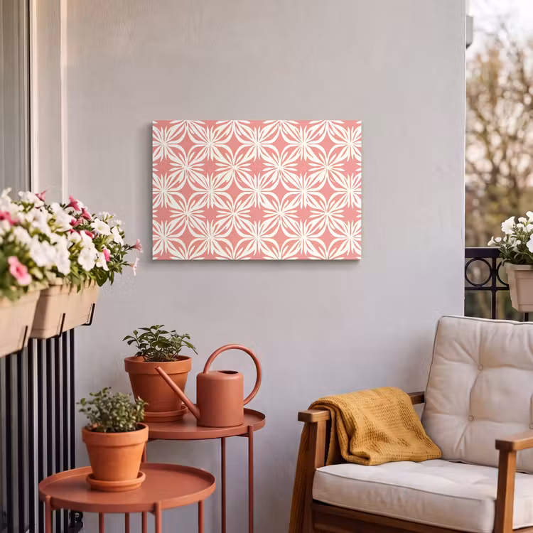 Buiten canvas - Roze - Bloemenmotief - Wit - Modern — 4