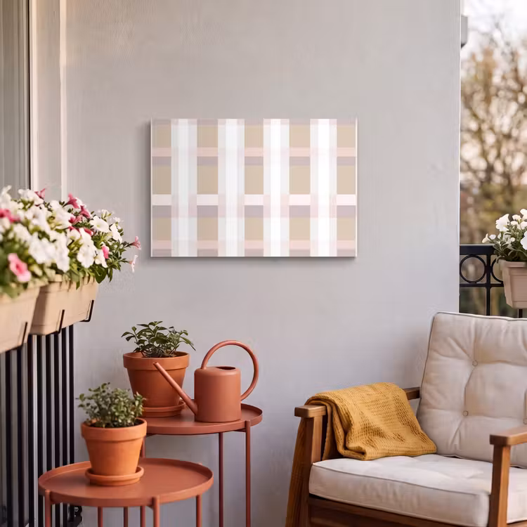 Buiten canvas - Ruitpatroon - Aardetinten - Minimalistisch — 4