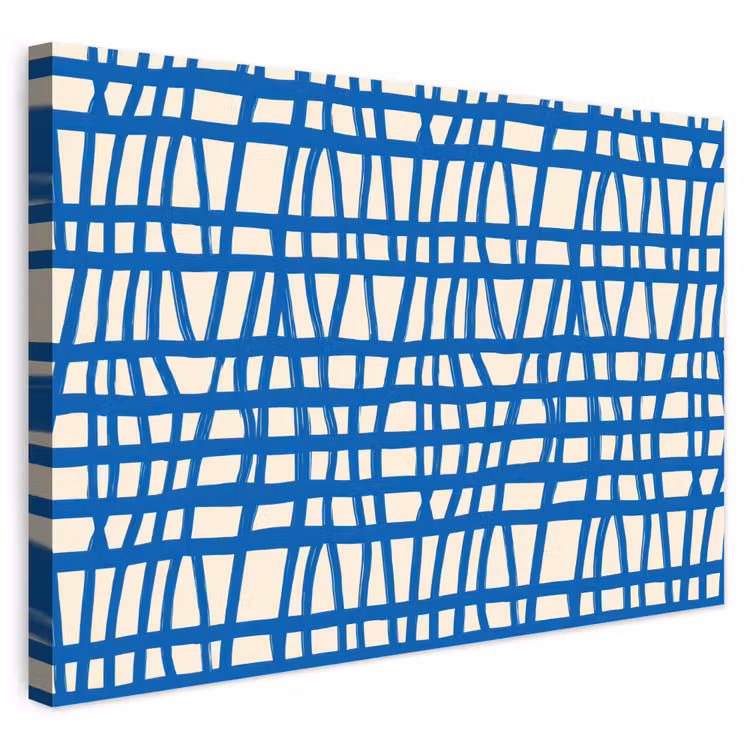 Buiten canvas - Ruitpatroon - Blauw - Crème — 1