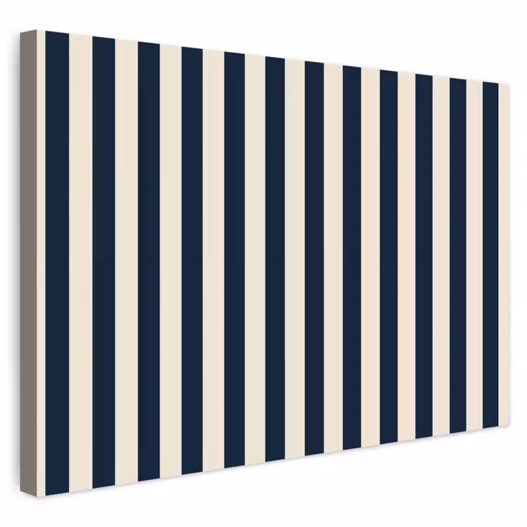 Buiten canvas - Verticale strepen - Blauw - Crème — 1