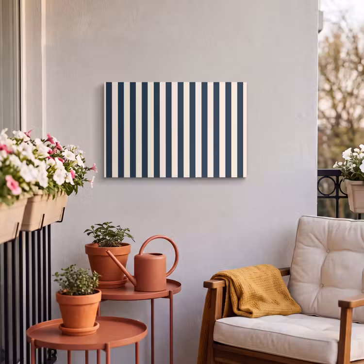 Buiten canvas - Verticale strepen - Blauw - Crème — 4