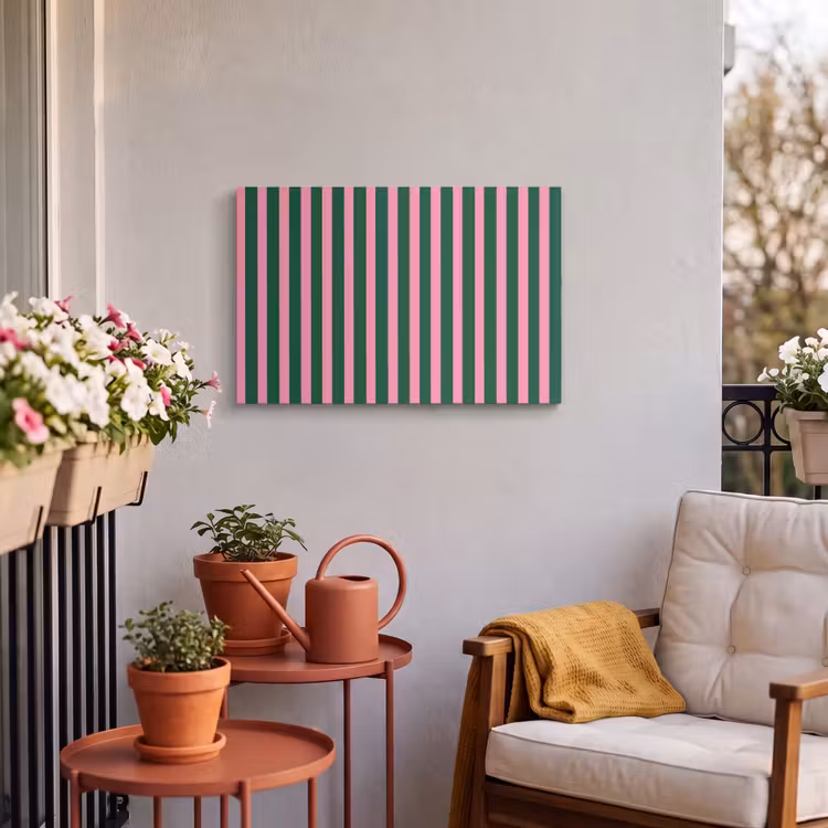 Buiten canvas - Verticale strepen - Groen - Roze — 4