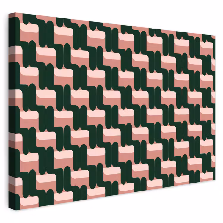 Buiten canvas - Vlechtpatroon - Groen - Roze - Geometrisch — 1