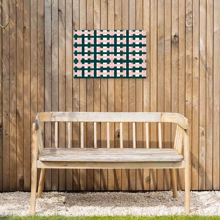 Buiten canvas - Vlechtpatroon - Groen - Roze - Grafisch — 3