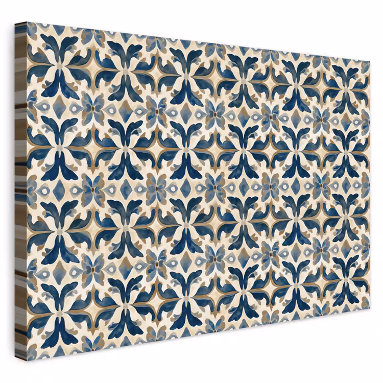 Buiten canvas - Tegel - Patroon - Blauw - Beige — 1