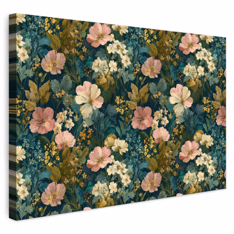 Buiten canvas - Wilde bloemen - Botanisch - Patroon - Roze - Romantisch — 1
