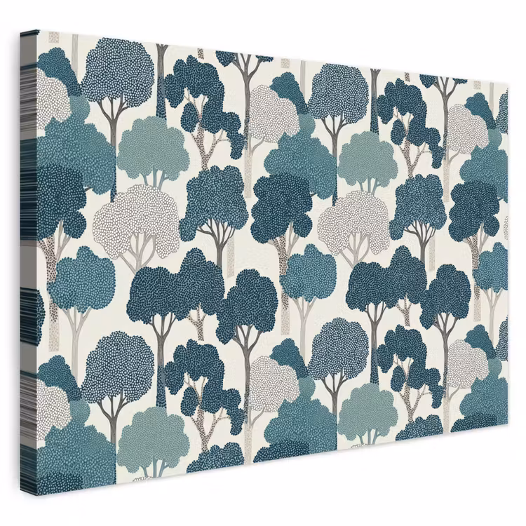Buiten canvas - Modern - Bomen - Bos - Patroon - Blauw — 1