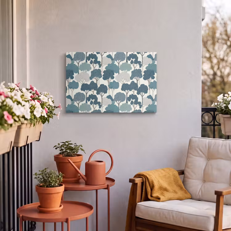 Buiten canvas - Modern - Bomen - Bos - Patroon - Blauw — 4