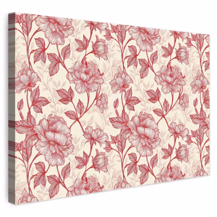 Buiten canvas - Pioenrozen - Modern - Rood — 1