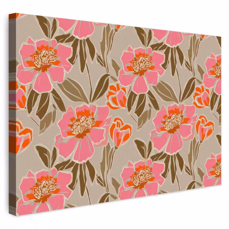 Buiten canvas - Pioenrozen - Patroon - Roze — 1