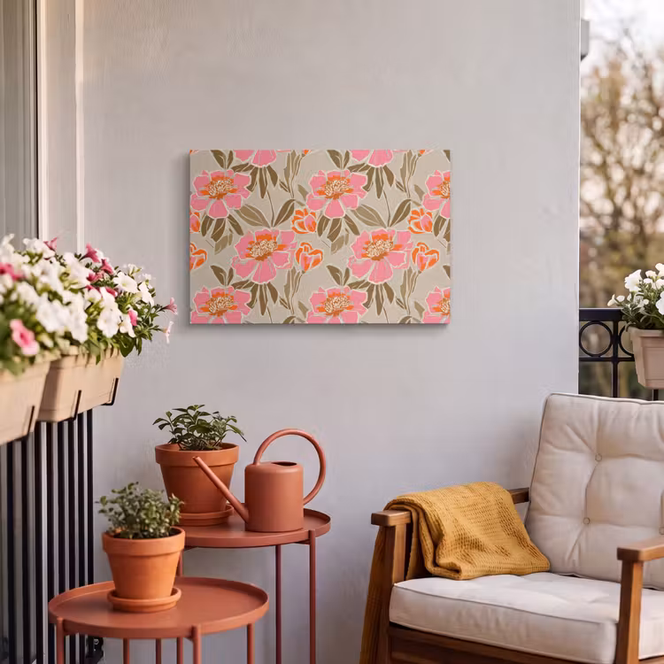 Buiten canvas - Pioenrozen - Patroon - Roze — 4