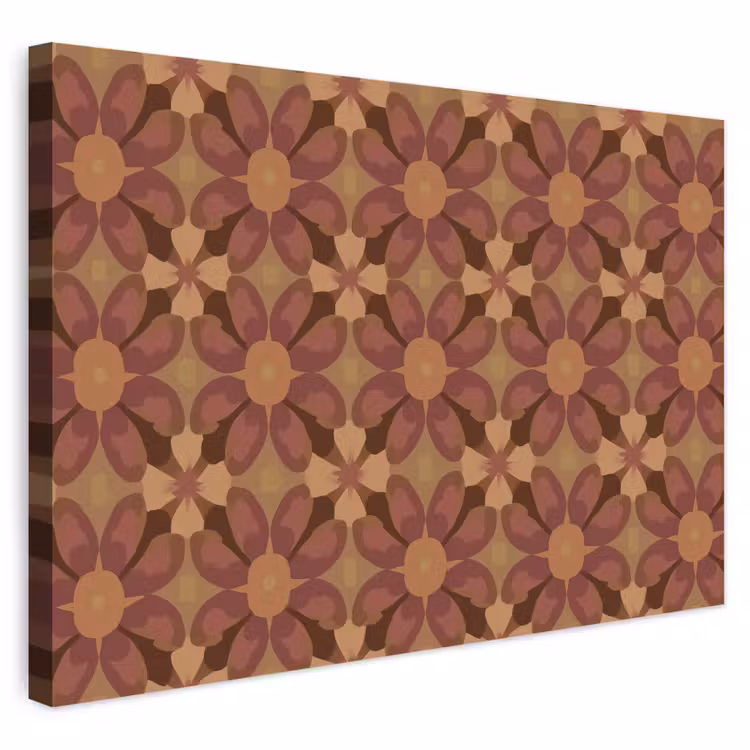 Buiten canvas - Retro - Bloemen - Bruin — 1