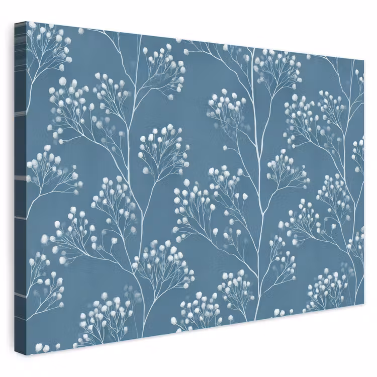 Buiten canvas - Takken - Bessen - Patroon - Lichtblauw — 1