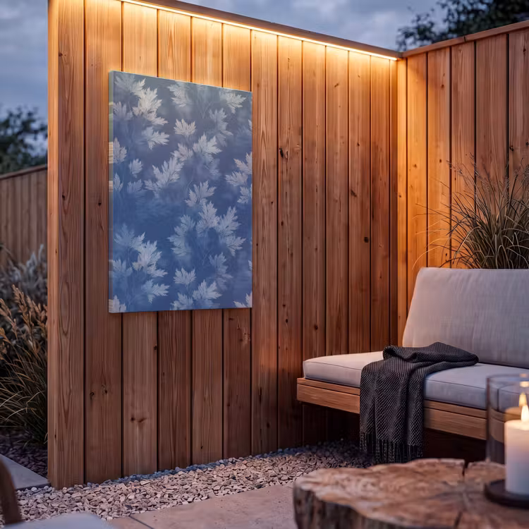 Buiten canvas - Varen - Botanisch - Patroon - Grijsblauw — 4