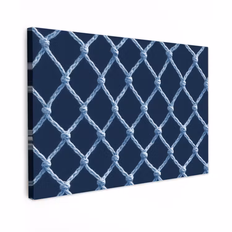 Buiten canvas - Visnet - Touw - Patroon - Marineblauw — 1