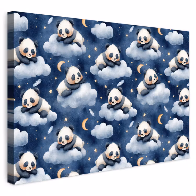 Buiten canvas - Panda's - Slapen - Blauw — 1