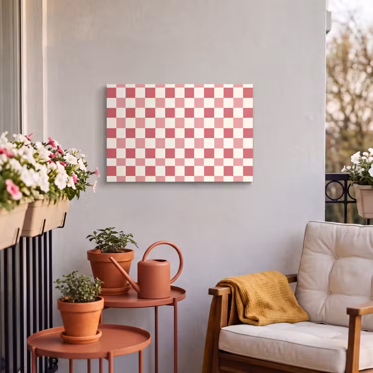 Buiten canvas - Patroon - Schaak - Roze — 4