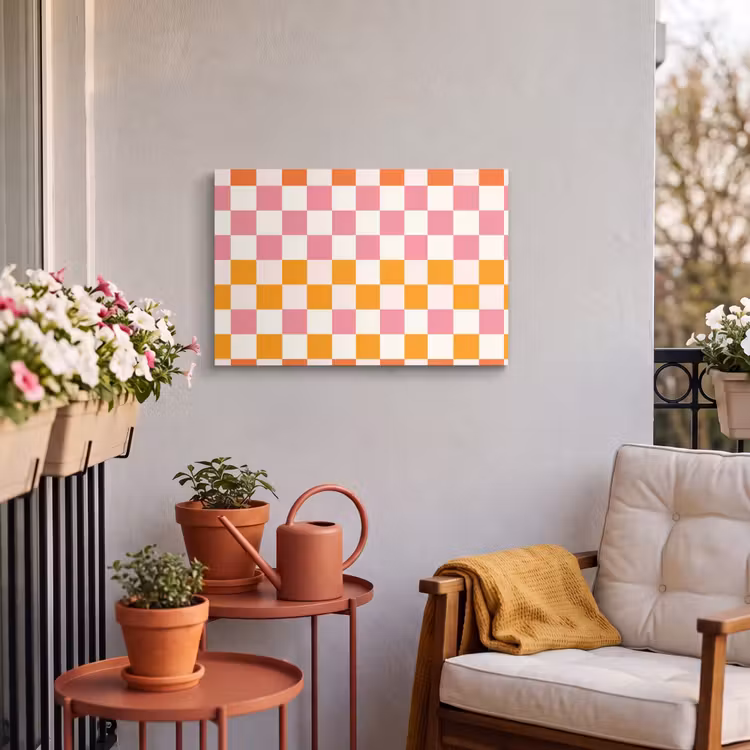 Buiten canvas - Vierkant - Patroon - Oranje — 4