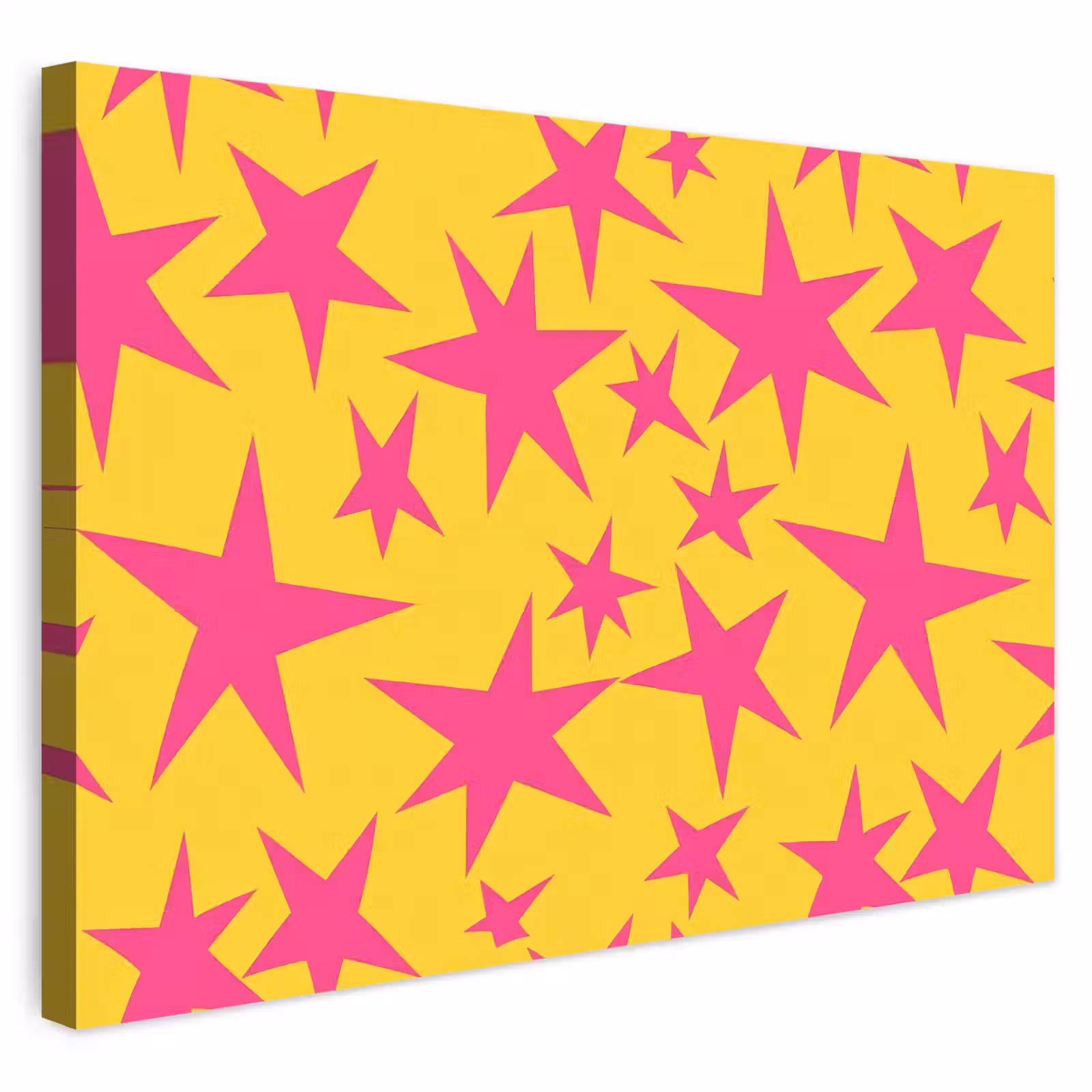 Buiten canvas - Sterren - Patroon - Roze - Geel — 1