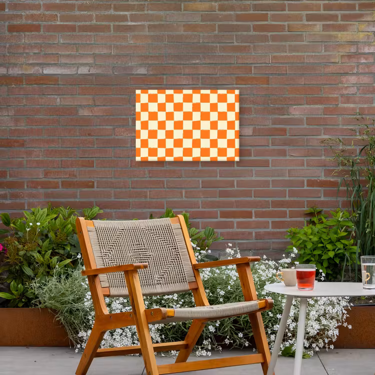 Buiten canvas - Schaak - Patroon - Oranje — 2