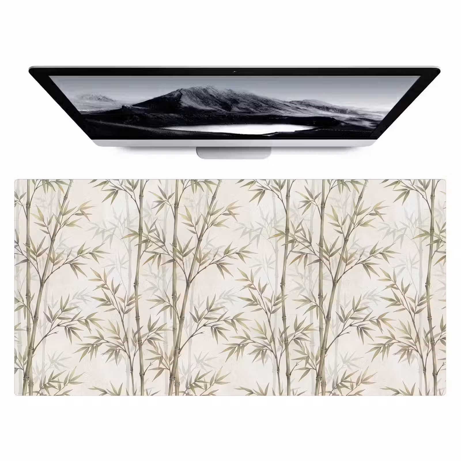 Bureau onderlegger - Bamboe - Bladeren - Natuur - Aquarel - Groen — 1