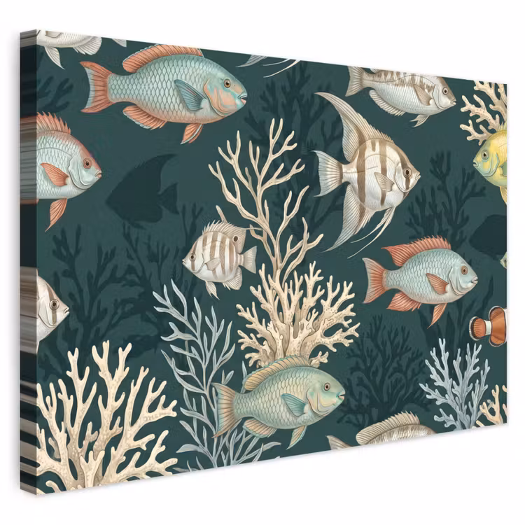 Buiten canvas - Vis - Koraal - Onderwater - Illustratie — 1