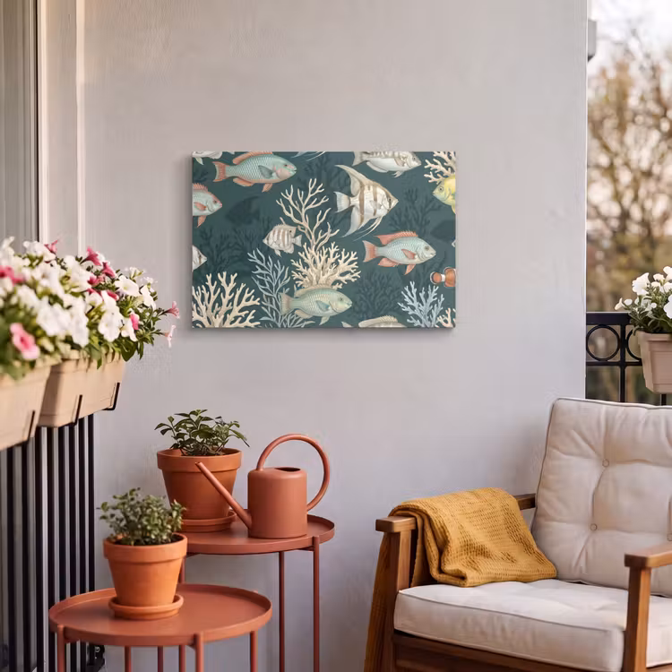 Buiten canvas - Vis - Koraal - Onderwater - Illustratie — 4