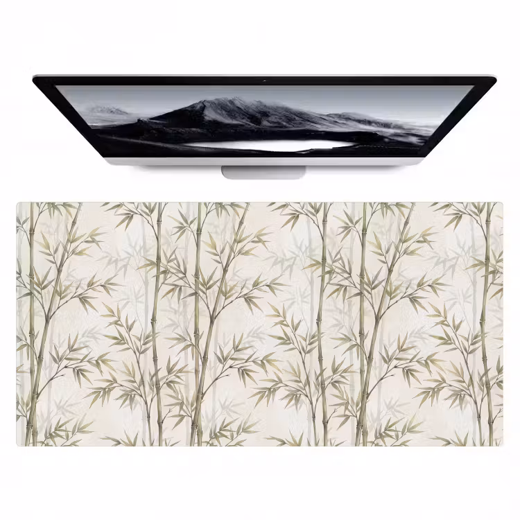 Bureau onderlegger - Bamboe - Bladeren - Natuur - Aquarel - Groen — 1