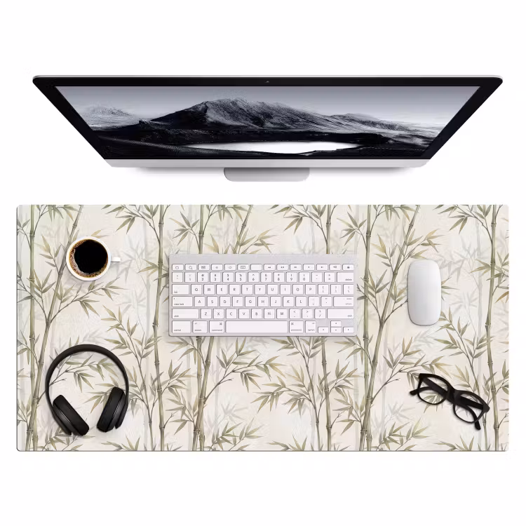 Bureau onderlegger - Bamboe - Bladeren - Natuur - Aquarel - Groen — 4