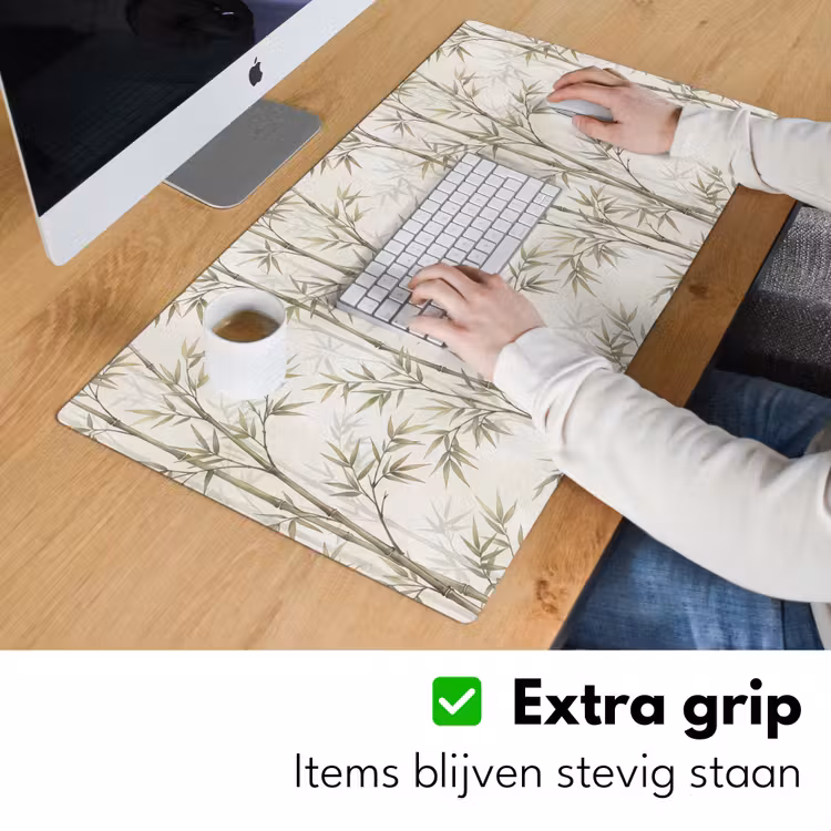 Bureau onderlegger - Bamboe - Bladeren - Natuur - Aquarel - Groen — 6