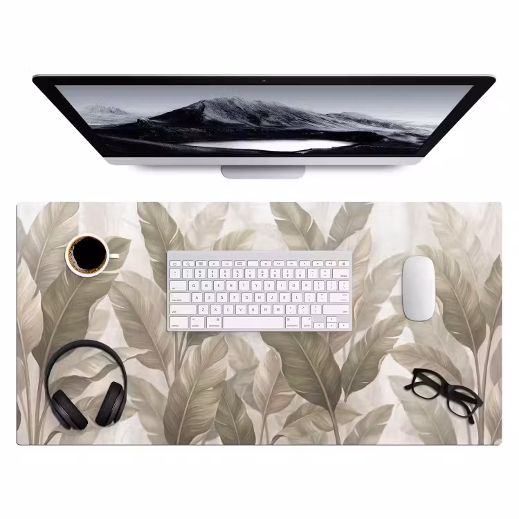 Bureau onderlegger - Bladeren - Tropisch - Natuur - Abstract - Beige — 4