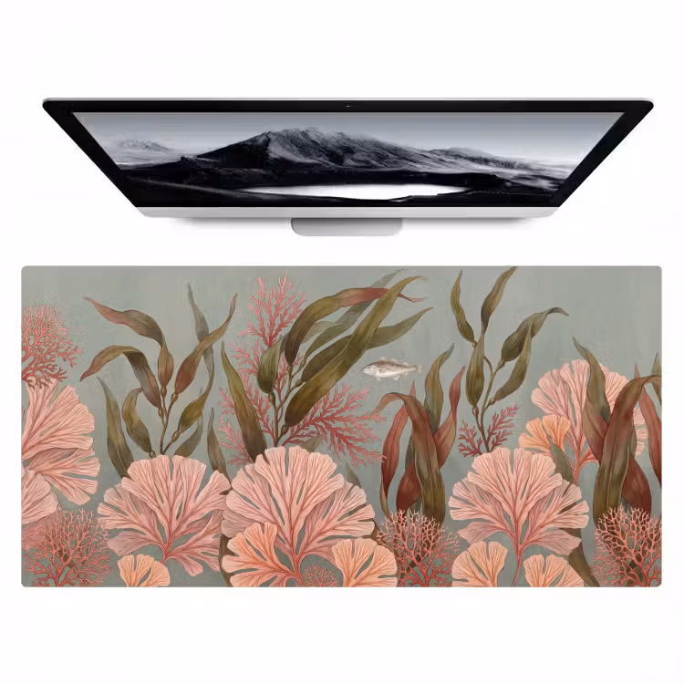 Bureau onderlegger - Onderwater - Planten - Vis - Vintage - Groen — 1
