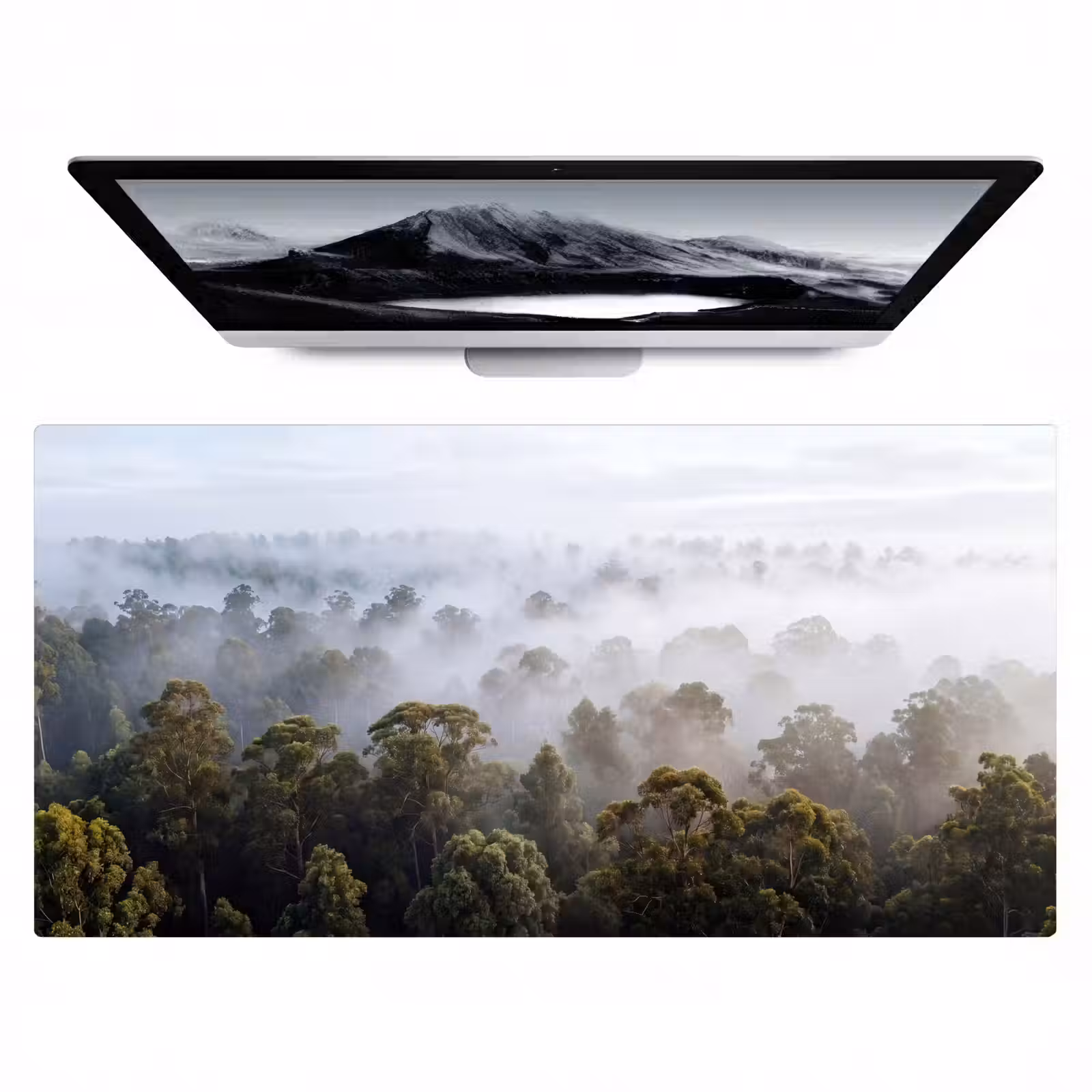 Bureau onderlegger - Natuur - Mist - Bos - Ochtend - Goud — 1