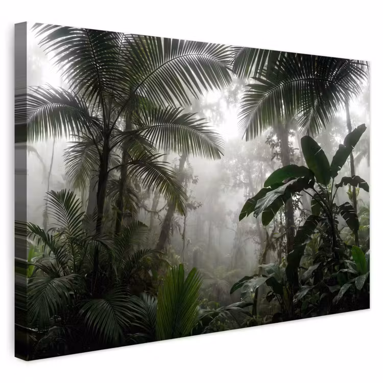 Buiten canvas - Natuur - Jungle - Mist - Groen - Bladeren — 1