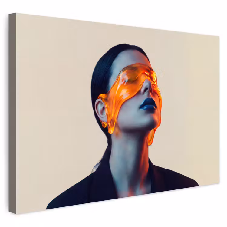 Buiten canvas - Vrouw - Oranje - Abstract - Modern - Kleurrijk — 1