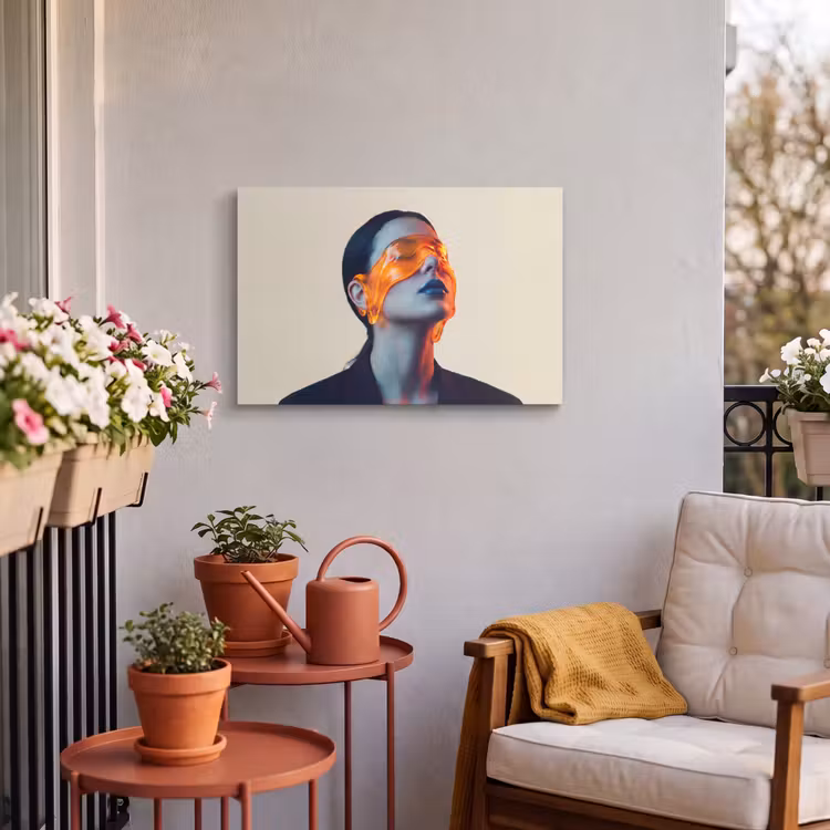 Buiten canvas - Vrouw - Oranje - Abstract - Modern - Kleurrijk — 4