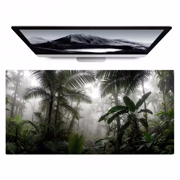 Bureau onderlegger - Natuur - Jungle - Mist - Groen - Bladeren — 1