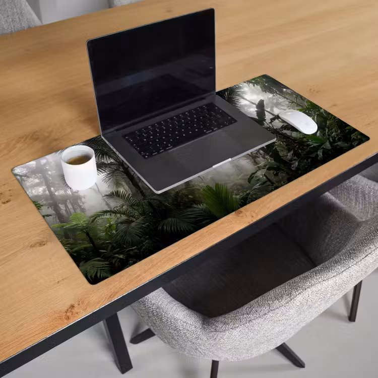 Bureau onderlegger - Natuur - Jungle - Mist - Groen - Bladeren — 3