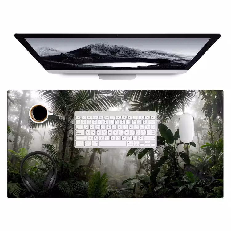 Bureau onderlegger - Natuur - Jungle - Mist - Groen - Bladeren — 4