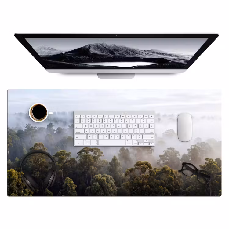 Bureau onderlegger - Natuur - Mist - Bos - Ochtend - Goud — 4