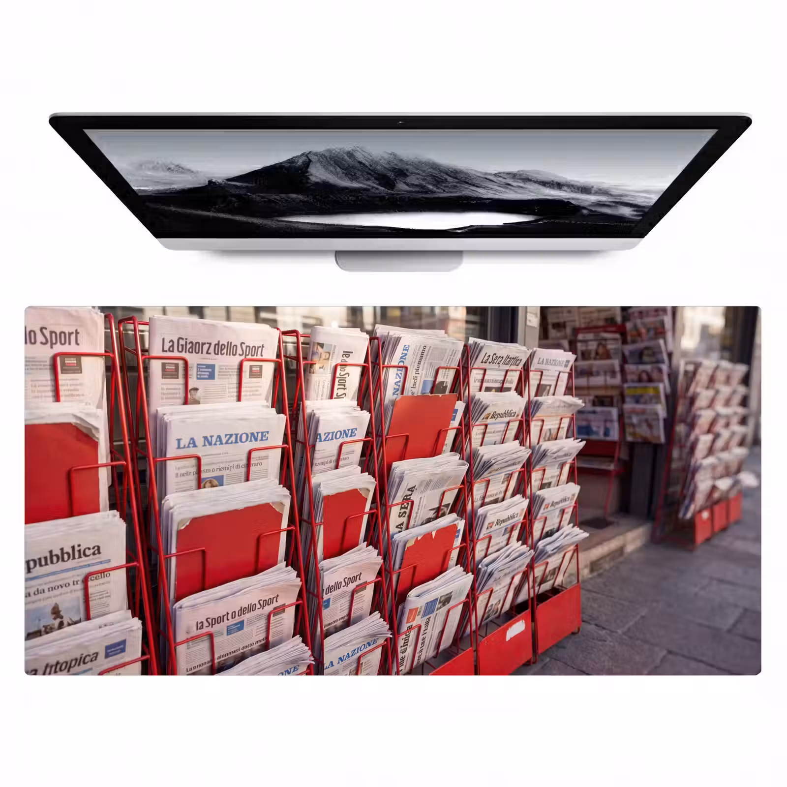 Bureau onderlegger - Kranten - Rek - Stedelijk - Dagelijks leven - Rood — 1