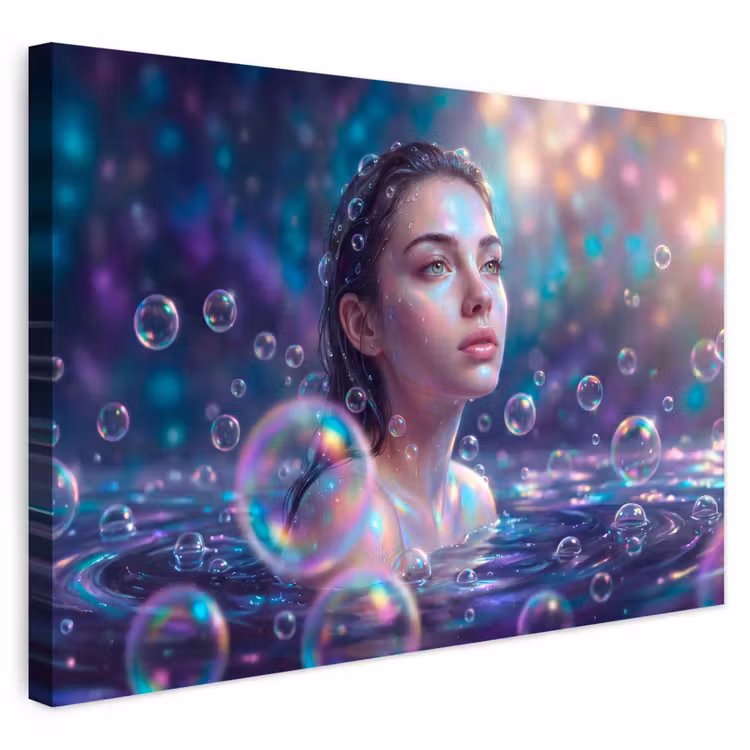 Buiten canvas - Vrouw - Water - Portret - Kleurrijk - Modern — 1