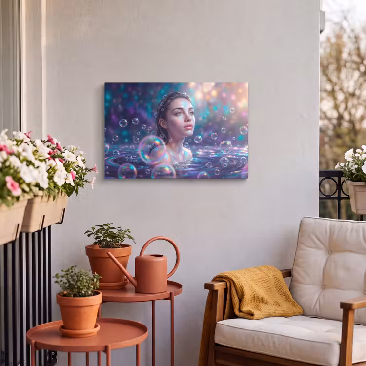 Buiten canvas - Vrouw - Water - Portret - Kleurrijk - Modern — 3