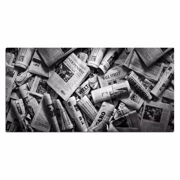 Bureau onderlegger - Krant - Stapel - Nieuws - Zwart-wit — 2