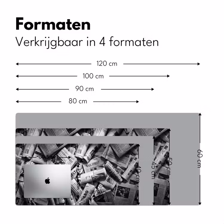 Bureau onderlegger - Krant - Stapel - Nieuws - Zwart-wit — 8