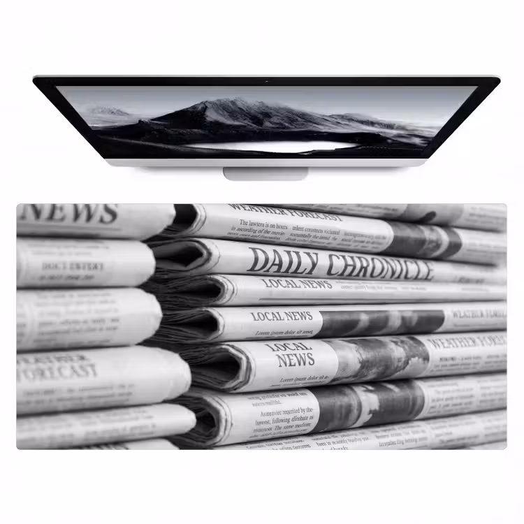 Bureau onderlegger - Krant - Stapel - Nieuws - Zwart-wit - Media — 1