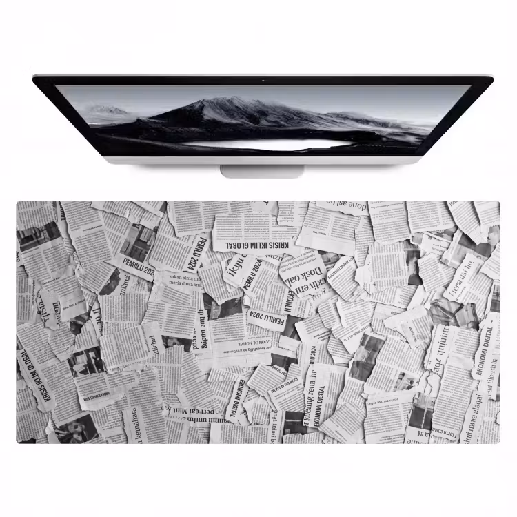 Bureau onderlegger - Krant - Versnipperd - Textuur - Zwart-wit - Abstract — 1