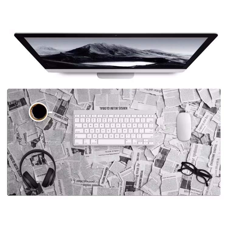 Bureau onderlegger - Krant - Versnipperd - Textuur - Zwart-wit - Abstract — 4