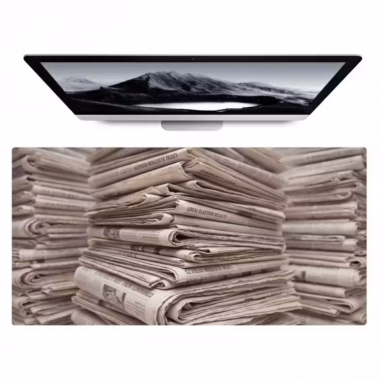 Bureau onderlegger - Kranten - Stapel - Nieuws - Vintage - Beige — 1