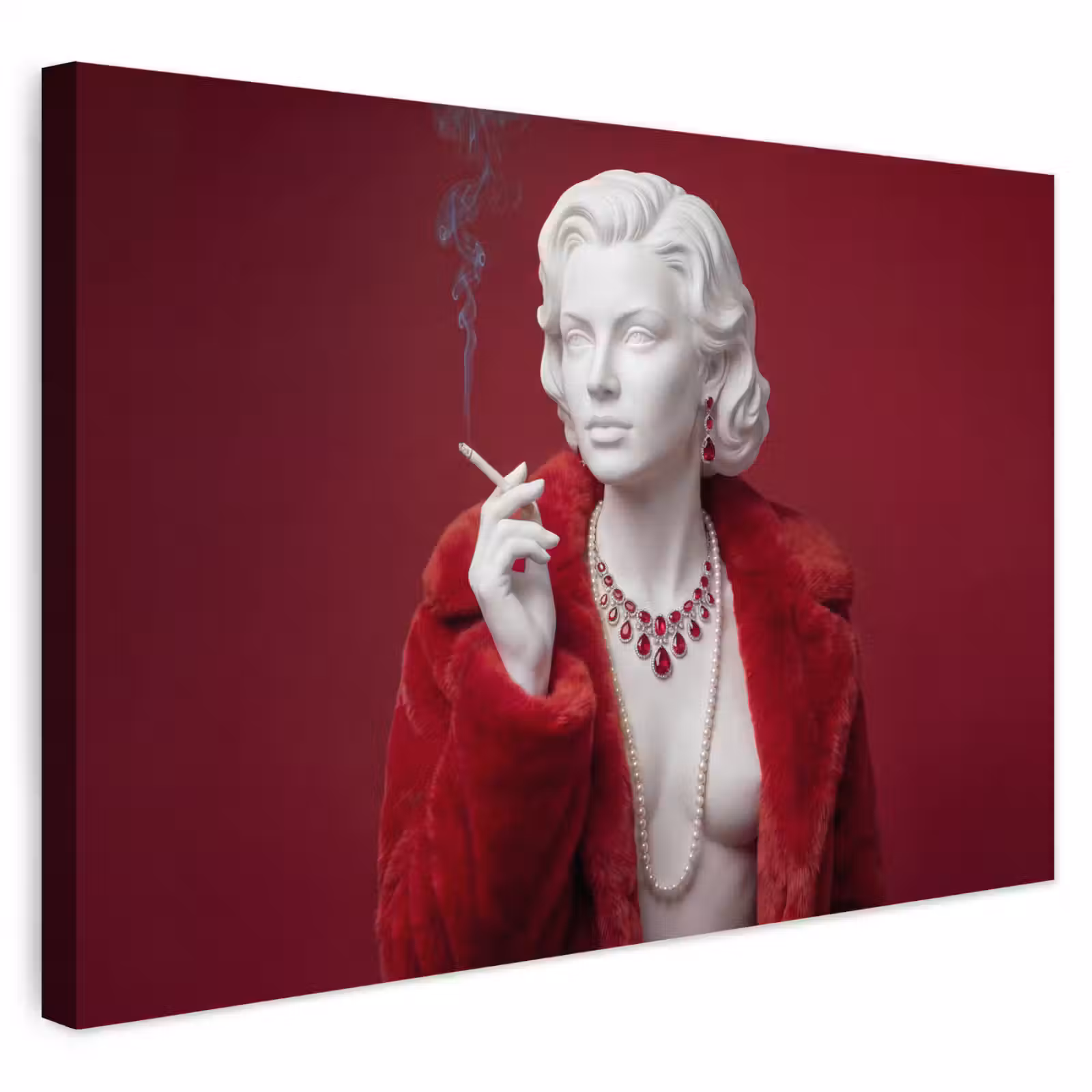 Buiten canvas - Vrouw - Bontjas - Mode - Klassiek - Rood — 1